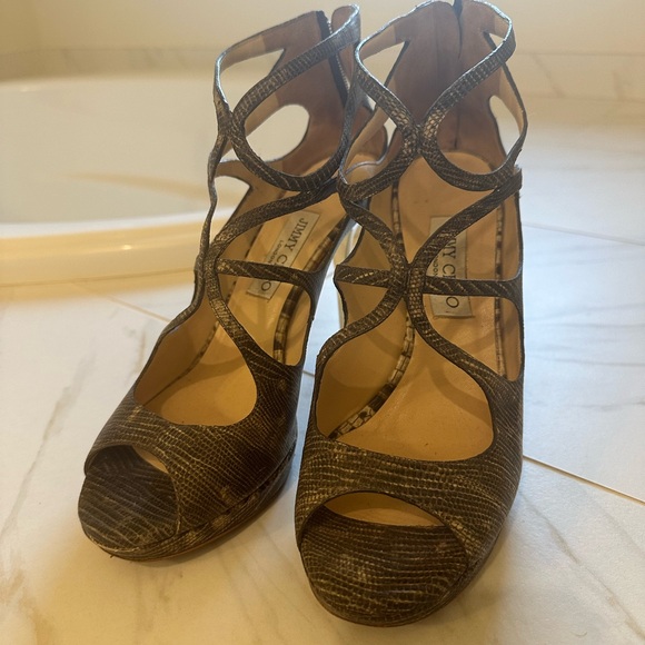 Jimmy Choo Two tone lizard sandals - Picture 3 of 5